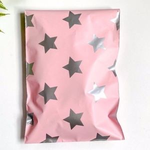 50 silver star designer 6x9 poly mailers